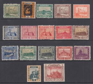 Saar Sc 99/116 MNH. 1922-1923 Pictorials, no #105 otherwise cplt, F-VF