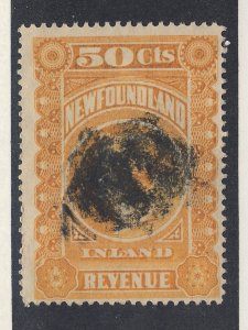 Newfoundland Victoria Revenue  Stamp; #NFR4-50c Used F BC Guide Value = $95.00