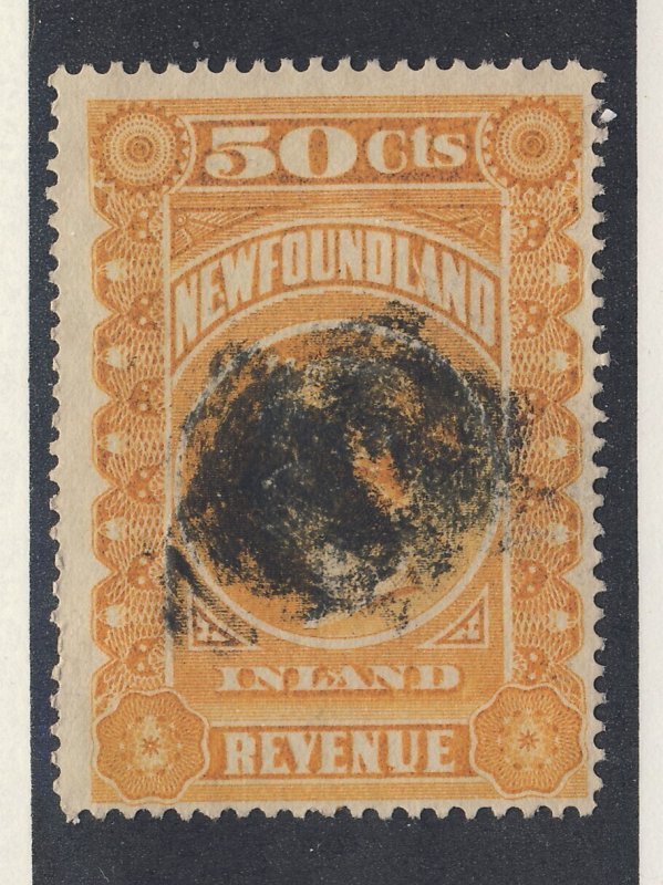 Newfoundland Victoria Revenue  Stamp; #NFR4-50c Used F BC Guide Value = $95.00