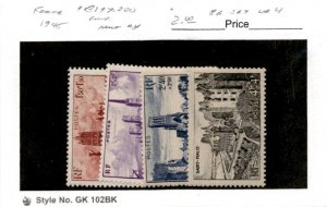 France, Postage Stamp, #B197-B200 Mint NH, 1945 World War 2 Ruins (AE)