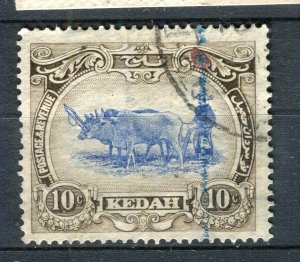 MALAYA KEDAH; 1920s early Ploughing Pictorial issue fine used 10c. value