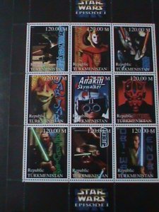 ​TURKMENISTAN-1999 FAMOUS MOVIE STAR WARS EPISODE I-MNH SHEET-VF LAST ONE