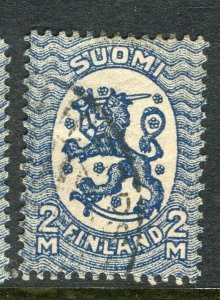 FINLAND; 1917-29 early Lion Type fine used hinged Shade of 2M. value