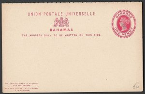 Bahamas 1892 1d + 1d Postal Reply Card HG6 fine unused