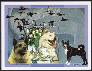 Chad 1998 Sc#743 Polar Dogs/Husky/Birds/Flowers Souvenir Sheet Perforated MNH