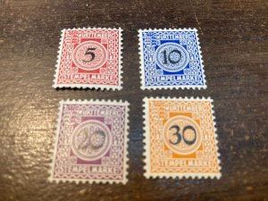KAPPYSTAMPS  WURTTEMBERG FISCAL REVENUE STAMPS 4 DIFFERENT MINT LH  H442