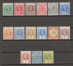 ST LUCIA 1921/30 SG 91/105 MINT Cat £140