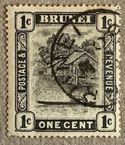 Brunei 1926 1c black, used.  Scott 43,  CV $0.90.   SG 60