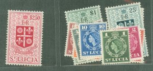 St. Lucia #157-69 Unused Single (Complete Set)