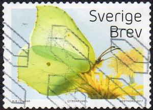 Sweden 2795e - Used - (6.50k) Brimstone Butterfly (2017) (cv $1.45)