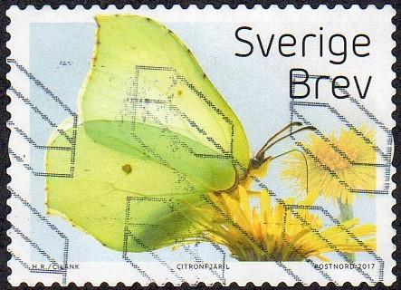 Sweden 2795e - Used - (6.50k) Brimstone Butterfly (2017) (cv $1.45)