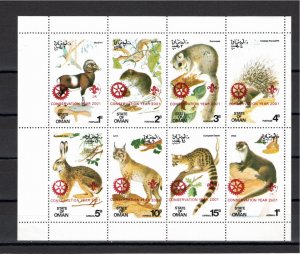 Oman (Cinderella) 2001 MNH 8 values small mammals conservation year