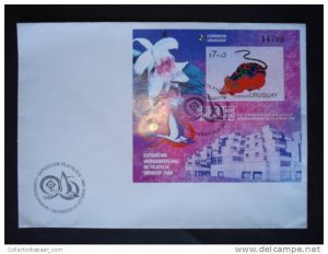 URUGUAY FDC COVER topic Fauna bird orchid year of rat China Calendar