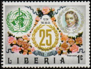 Liberia 641 - Mint-NH - 1c W.H.O. / E. Jenner / Roses (1973)