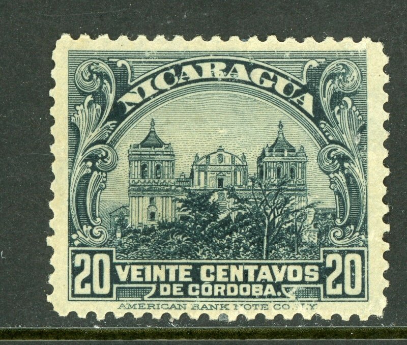 Nicaragua 1914 Cathedral 20¢ Slate Rotary Printing  Mint O389