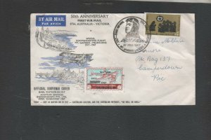Australia Stamp 50th Anniversary First Air Mail Watson 1967 Mt Gambia Melbourne