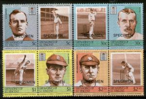 St. Vincent Grenadines 1984 Cricket Players of the World Sport SPECIMEN SG 33...