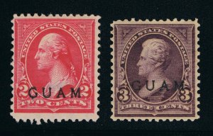 EXCELLENT GENUINE GUAM SCOTT #G2 TYPE-IV & G3 VF-XF MINT OG H SET OF 2 STAMPS