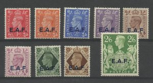 SOMALIA GVI 1943/6 British Occ East Africa Forces Set of 9 Sg S1-S9, M/M {130} 