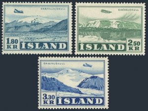 Iceland C27-C29, MNH. Mi 278-280. Air Post 1952. Snaefellsjokull, Eiriksjokull,
