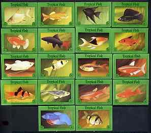 Match Box Labels - complete set of 18 Tropical Fish, supe...