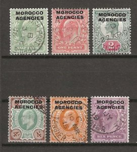 MOROCCO AGENCIES 1907/13 SG 31/36a USED