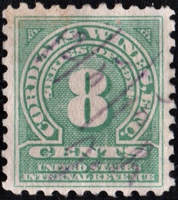 RE10 8¢ Wine Stamp (1914) (1914) Used
