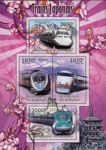 Japanese Train Stamp Super Xpress 700 Shinkansen Series E5 Tobu100 S/S MNH #2453