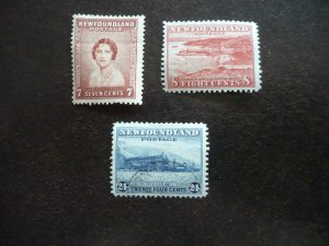 Stamps - Newfoundland - Scott# 208-210 - Mint Hinged & Used Part Set of 3 Stamps