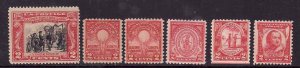 US-Sc#651//690- id7-six unused hinged-1929-31-