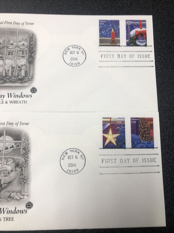 US 5145-48 Christmas Holiday Window Views FDC Set Of 4 On Two Cachet Covers