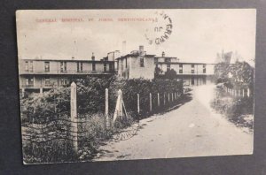 1916 PPC Postcard Cover General Hospital St Johns Newfoundland to Grand Falls