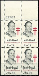 PCBstamps   US #1823 PB  60c(4x15c)Emily Bissell,MNH, (1)