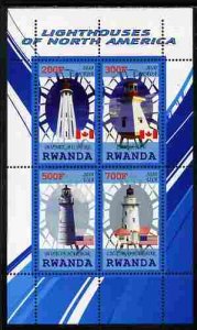 RWANDA - 2010 -  Lighthouses of N. America #1 - Perf 4v Sheet -MNH-Private Issue