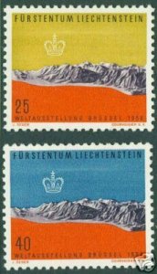 LIECHTENSTEIN Scott 324-325 MNH** 1958 Brussels Fair