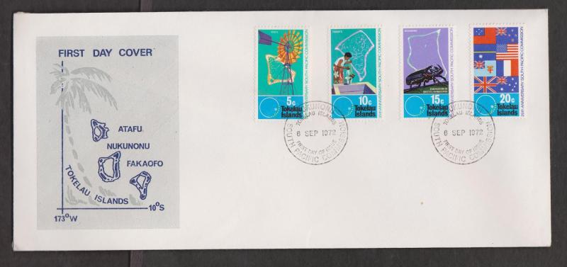 TOKELAU ISLANDS Scott # 33-6 FDC - 25th Anniversary South Pacific Commission # 2