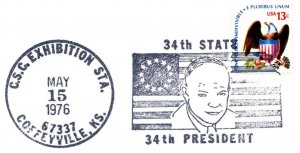 US SPECIAL POSTMARK EVENT COVER STATE OF KANSAS EISENHOWER 34th PRESIDENT 1976