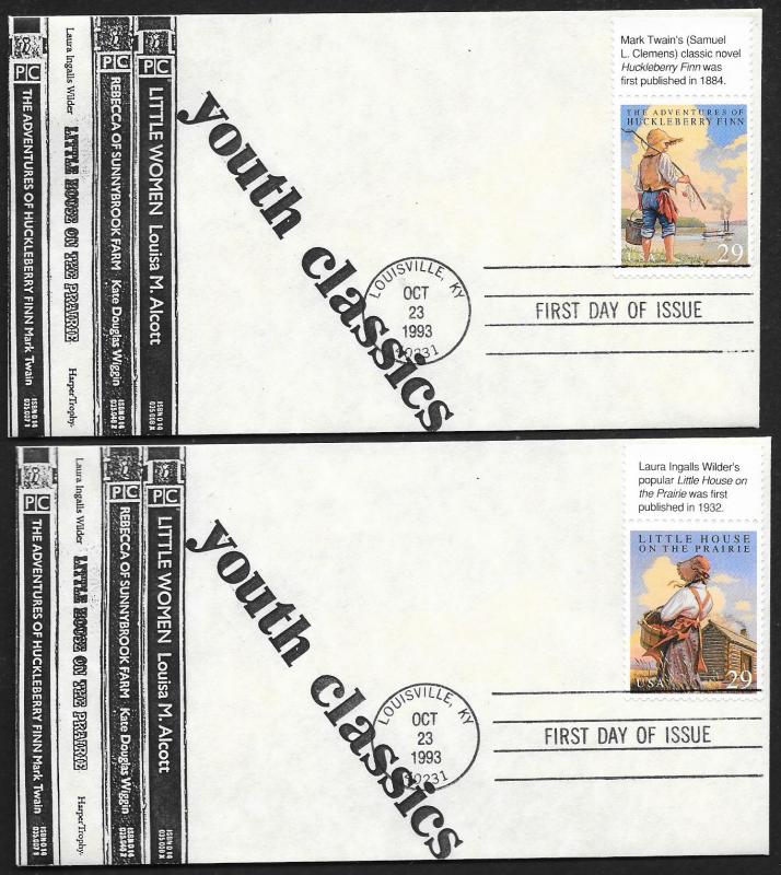 UNITED STATES FDCs (4) 29¢ Classic Youth Books 1993 Ken Special V Low Issue Qty