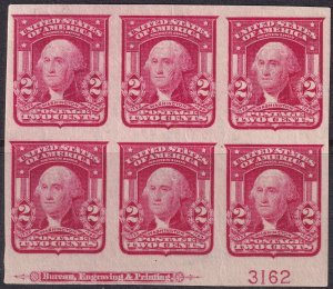 #320 Mint NH, XF, Plate number block of 6, imprint (CV $325) (CV $32.5 - ID30...