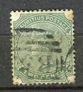 MAURITIUS; 1885 classic QV Crown CA issue fine used 2c. value