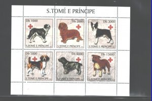 S.TOME E PRINCIPE, 2003 #1477 RED CROSS $ DOGS MNH