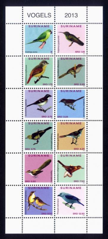 Suriname Sc# 1450 MNH Birds 2013 (M/S of 12)