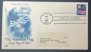 THE AMERICAN FLAG (LONG MAY IT WAVE) MAY 9 1987 DENVER CO FIRST DAY COVER (FDC)