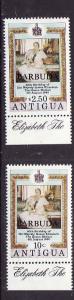 Barbuda-Sc#461-2-Unused NH set-Royalty-Queen Mother-1980-