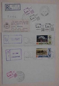 JERSEY   POSTAGE DUES TIED ON 3 DIFF. COVERS 1973