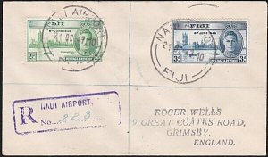 FIJI 1947 Registered cover to UK ex NADI AIRPORT...........................A6991