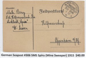 German Seapost #306 SMS Spiru (minesweeper), 1915 (M6311)