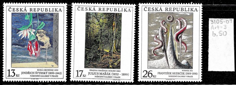 Czech Republic #3105-07, MNH -1999- Art, Paintings - Complete set - CV=6.50