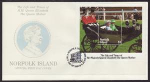 Norfolk Island 368 Queen Mother U/A FDC