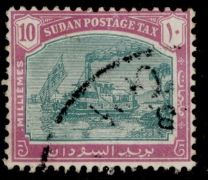 SUDAN GVI SG D14, 10m green & mauve, FINE USED. Cat £21.